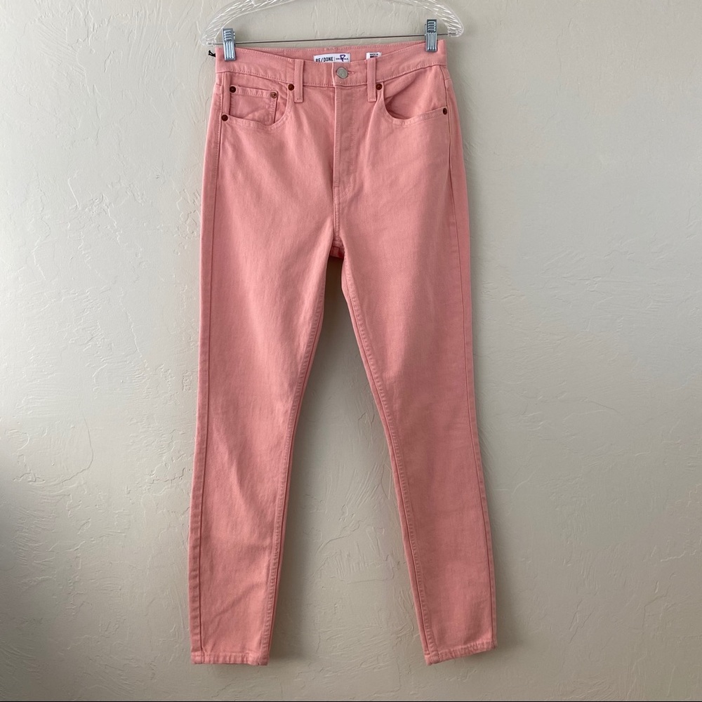 Re/Done Originals High Rise Coral Pink Skinny Jean - Picture 1 of 7